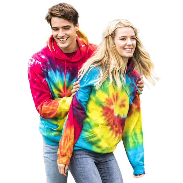 Colortone Unisex Rainbow Tie Dye Pullover hættetrøje