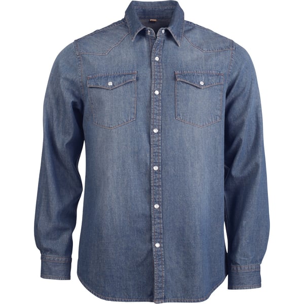 Kariban Langærmet casual denimskjorte med lange ærmer til mænd Kariban Langærmet casual denimskjorte med lange ærmer til mænd