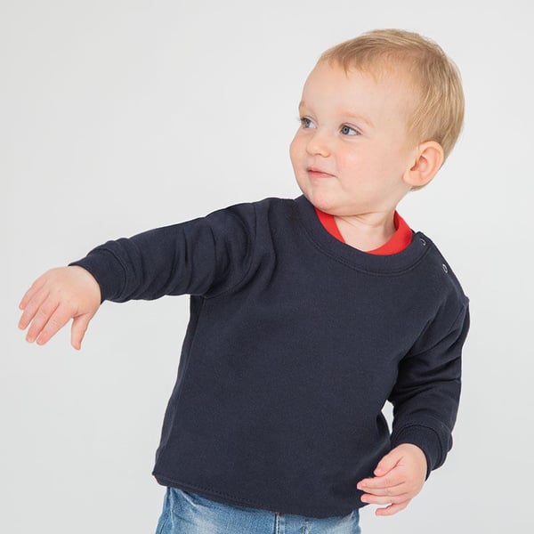 Larkwood Baby Unisex Crew Neck Sweatshirt With Shoulder Poppers