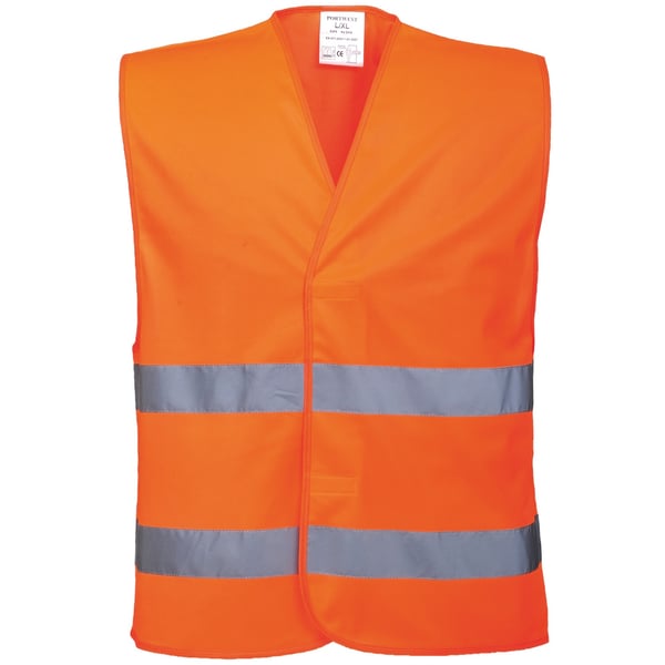 Portwest Unisex High Visibility Two Band Safety Work Vest