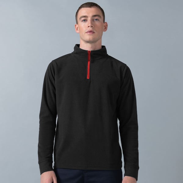 Finden & Hales Mens 1/4 Zip Long Sleeve Piped Fleece Top