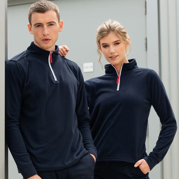 Finden & Hales Mens 1/4 Zip Long Sleeve Piped Fleece Top
