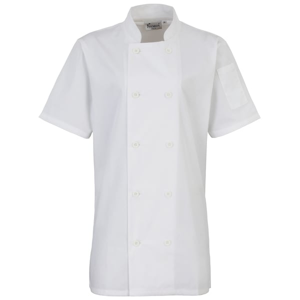 Premier Womens/Ladies Short Sleeve Chefs Jacket / Chefswear Premier Womens/Ladies Short Sleeve Chefs Jacket / Chefswear