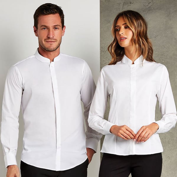 Kustom Kit Womens/Ladies Mandarin Collar Fitted Long Sleeve Shirt