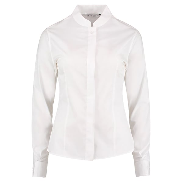 Kustom Kit Womens/Ladies Mandarin Collar Fitted Long Sleeve Shirt