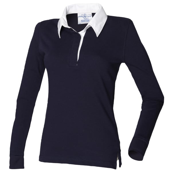 Front Row Womens/Ladies Long Sleeve Plain Sports Rugby Polo Shirt