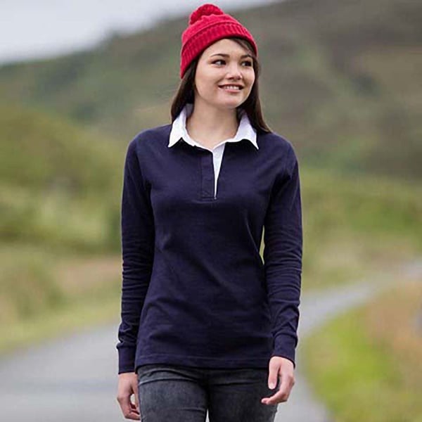 Front Row Womens/Ladies Long Sleeve Plain Sports Rugby Polo Shirt