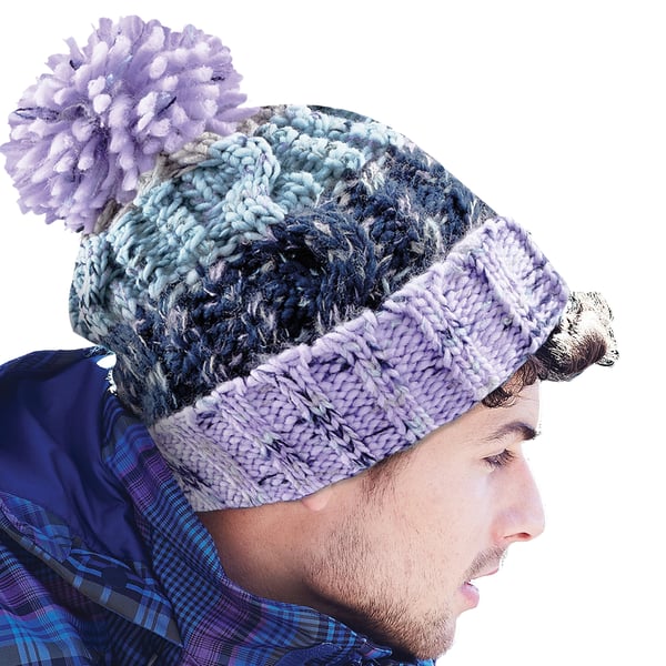 Beechfield Unisex Adults Corkscrew Knitted Pom Pom Beanie Hat