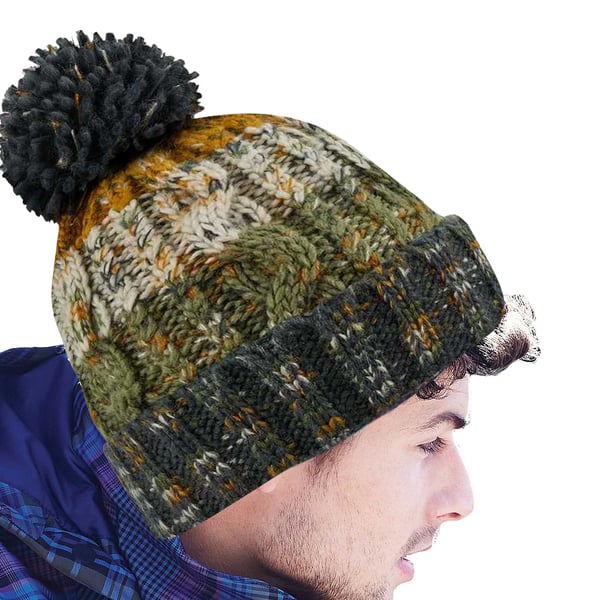 Beechfield Unisex Adults Corkscrew Knitted Pom Pom Beanie Hat
