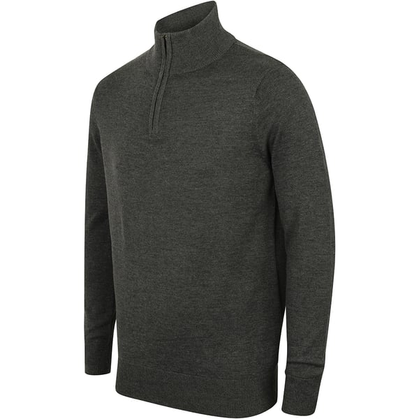 Henbury Mens 1/4 Zip Long Sleeve Jumper