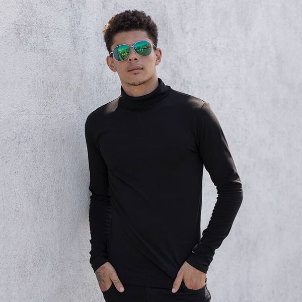 Skinni Fit Mens Feel Good Roll Neck Long Sleeve Top