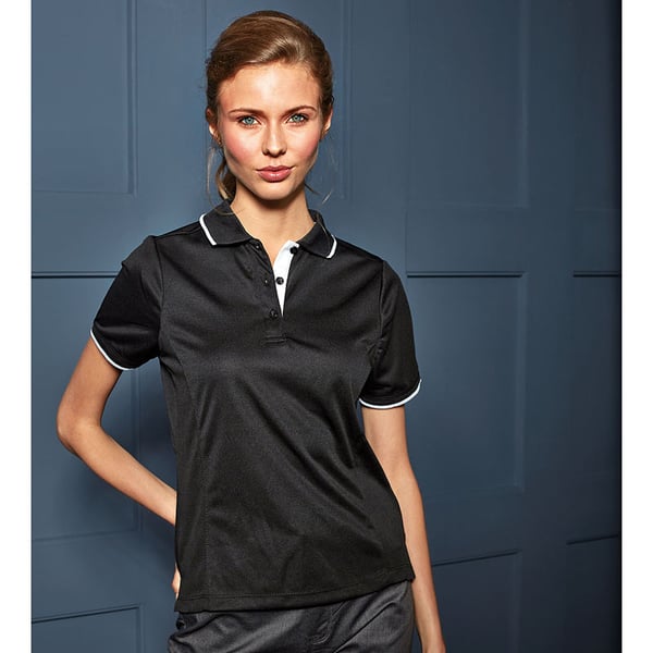 Premier Womens/Ladies Contrast Coolchecker Polo Shirt
