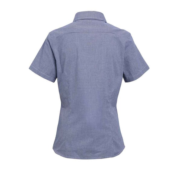 Premier Womens/Ladies Microcheck Short Sleeve Cotton Shirt