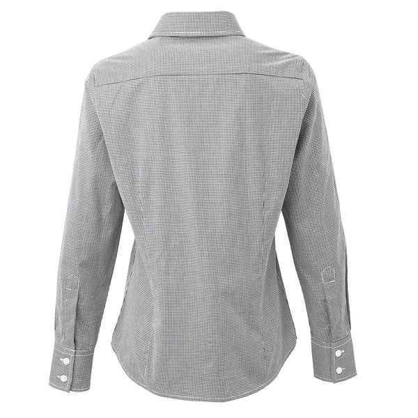 Premier Womens/Ladies Microcheck Long Sleeve Shirt