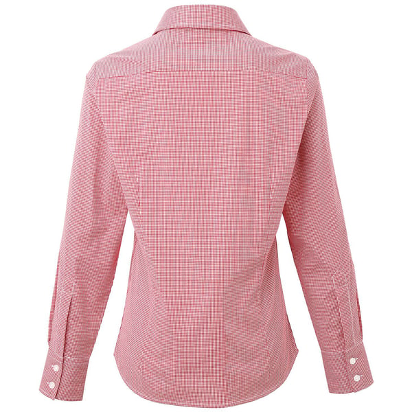 Premier Womens/Ladies Microcheck Long Sleeve Shirt