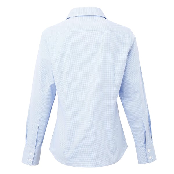 Premier Womens/Ladies Microcheck Long Sleeve Shirt