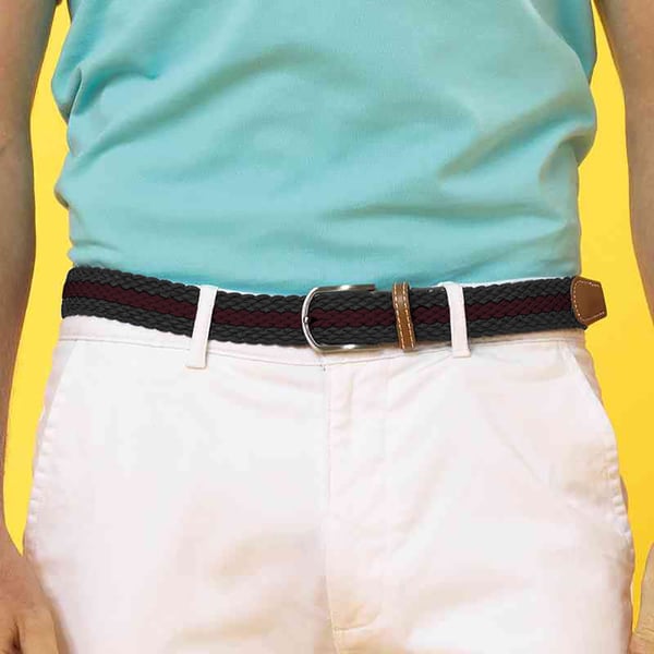 Asquith & Fox Mens Two Colour Stripe Braid Stretch Belt