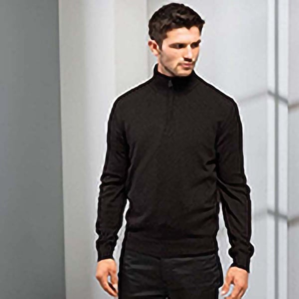 Premier Strikket sweater med 1/4 lynlås i halsen til mænd