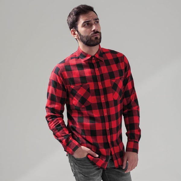 Build Your Brand Ternet flannelskjorte til mænd