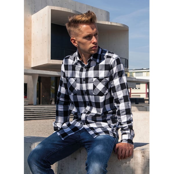 Build Your Brand Ternet flannelskjorte til mænd