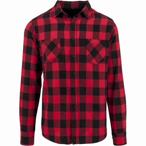 Build Your Brand Mens Checked Flannel Shirt