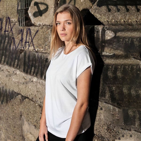 Build Your Brand Womens/Ladies Extended Shoulder T-Shirt