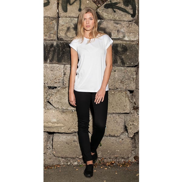Build Your Brand Womens/Ladies Extended Shoulder T-Shirt