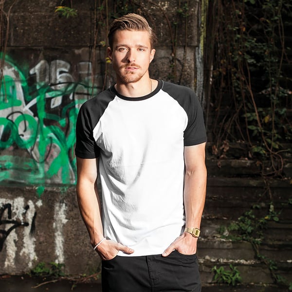 Build Your Brand Mens Raglan Contrast Short Sleeve T-Shirt