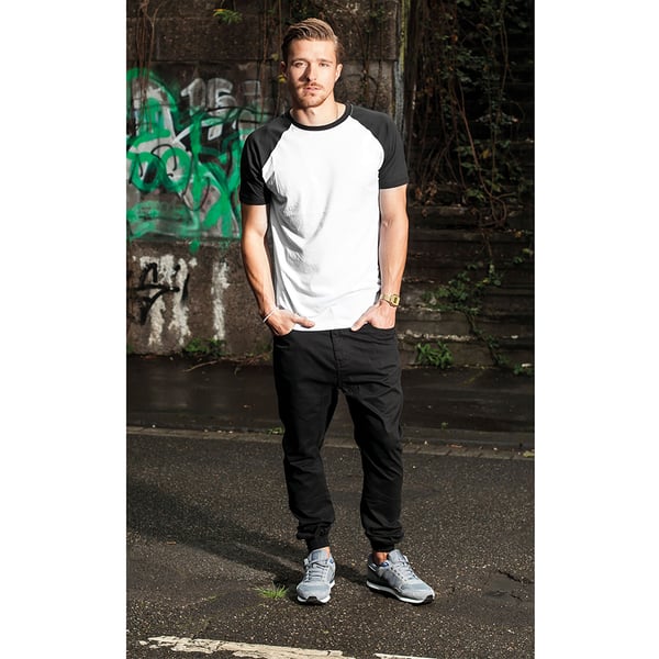 Build Your Brand Mens Raglan Contrast Short Sleeve T-Shirt