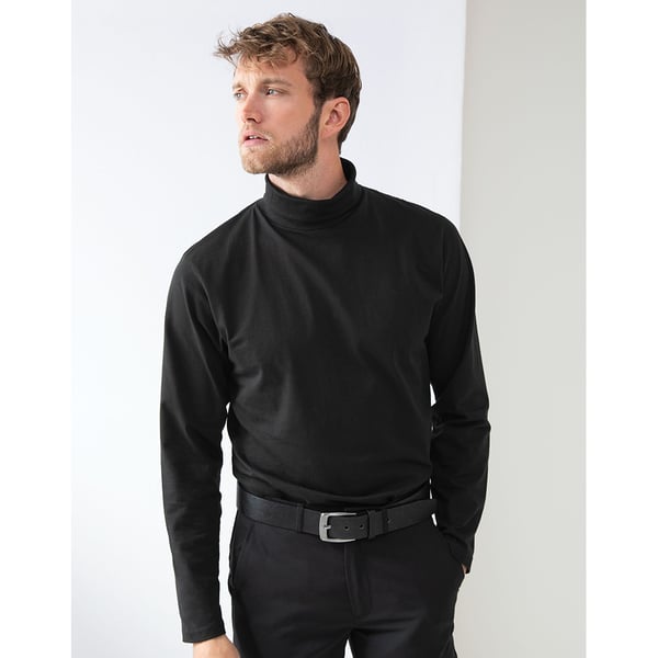 Henbury Mens Long Sleeve Cotton Rich Roll Neck Top / Sweatshirt