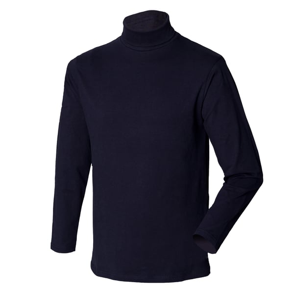 Henbury Herre langærmet bomuldsrigt bomuldsrigt top / sweatshirt med rullekrave