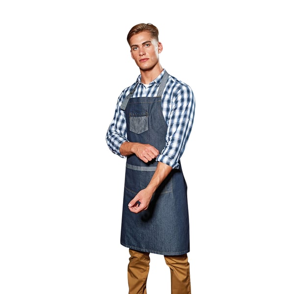 Premier Unisex Domain Contrast Denim Bib Apron