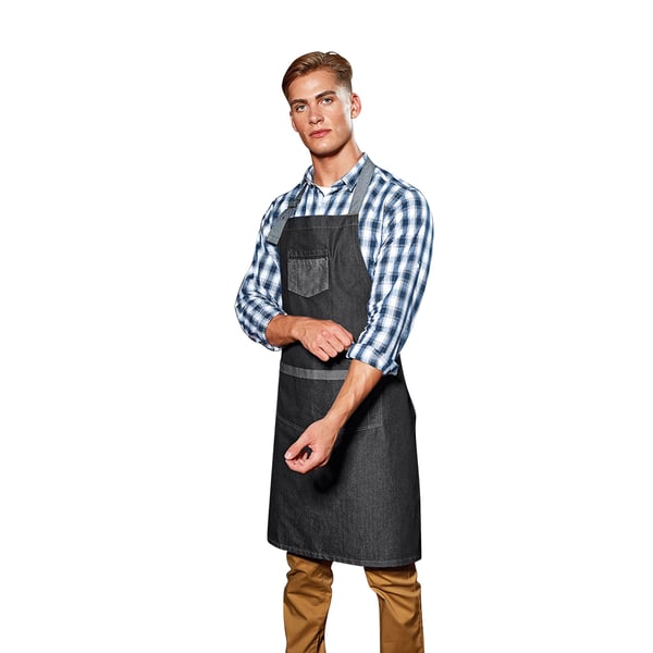 Premier Unisex Domain Contrast Denim Bib Apron