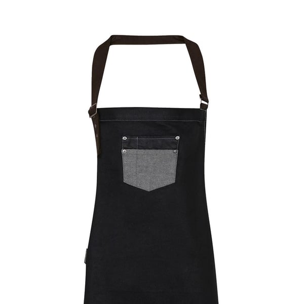 Premier Unisex Adults Division Waxed Look Faux Leather Denim Bib Apron