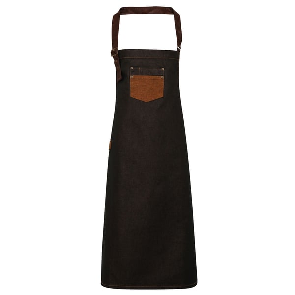 Premier Unisex Vuxen Division Vaxad Look Faux Läder Denim Haklappsförkläde