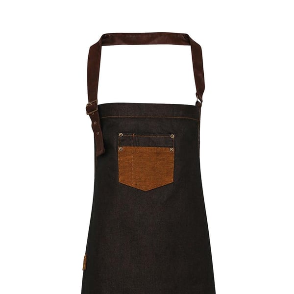 Premier Unisex Adults Division Waxed Look Faux Leather Denim Bib Apron
