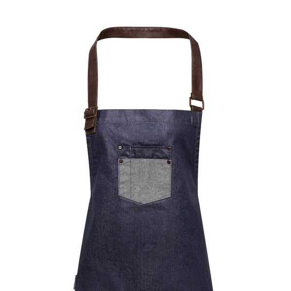 Premier Unisex Adults Division Waxed Look Faux Leather Denim Bib Apron