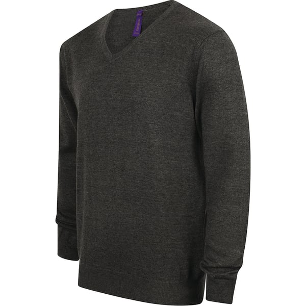 Henbury Mens 12 Gauge Fine Knit V-Neck Jumper / Sweatshirt