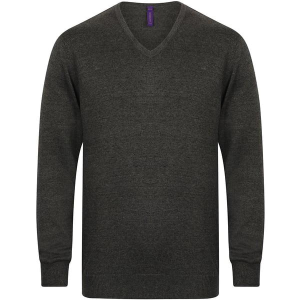 Henbury Mens 12 Gauge Fine Knit V-Neck Jumper / Sweatshirt