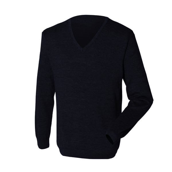 Henbury Mens 12 Gauge Fine Knit V-Neck Jumper / Sweatshirt