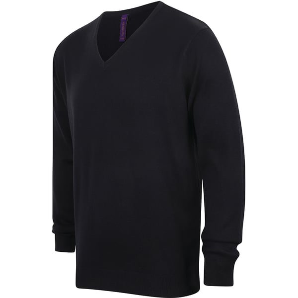 Henbury Mens 12 Gauge Fine Knit V-Neck Jumper / Sweatshirt