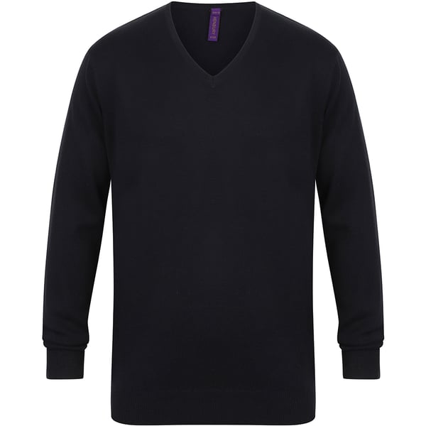 Henbury Mens 12 Gauge Fine Knit V-Neck Jumper / Sweatshirt