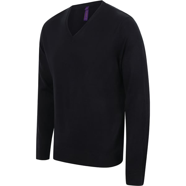 Henbury Mens 12 Gauge Fine Knit V-Neck Jumper / Sweatshirt