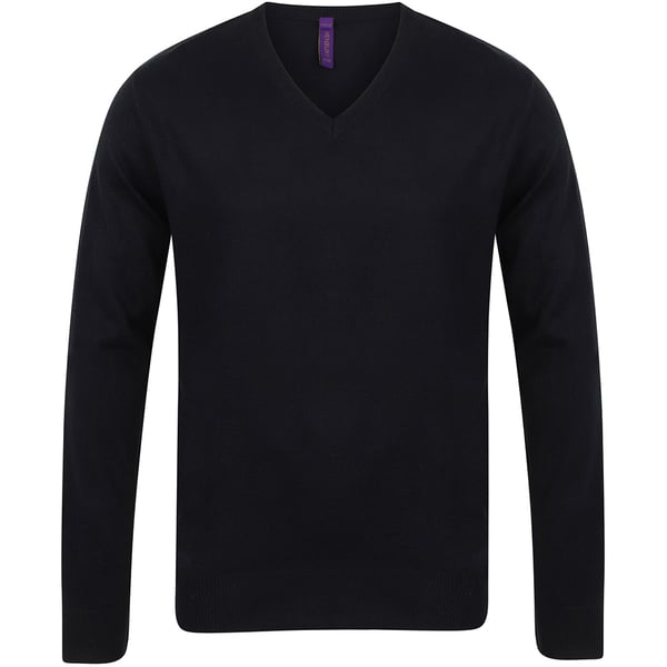 Henbury Mens 12 Gauge Fine Knit V-Neck Jumper / Sweatshirt