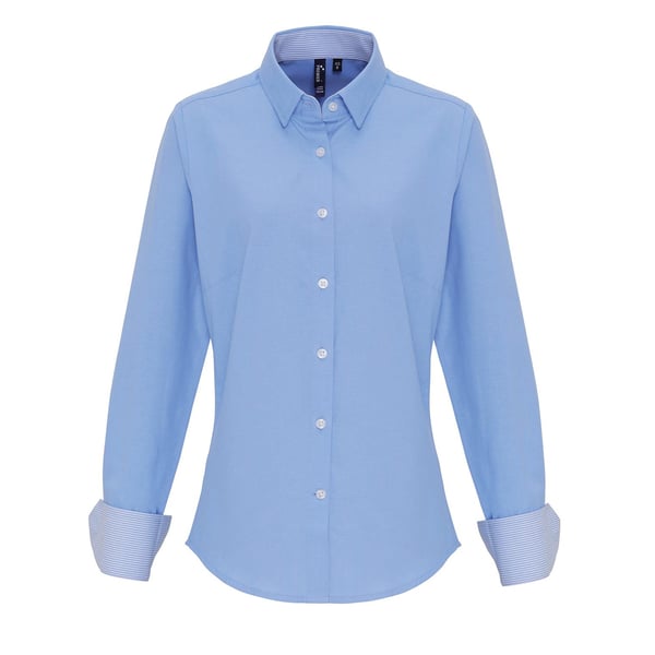 Premier Womens/Ladies Cotton Rich Oxford Stripe Blouse