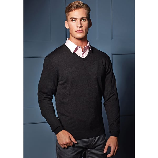 Premier Mens Essential Acrylic V-Neck Sweater