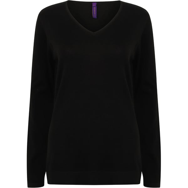 Henbury Womens/Ladies 12 Gauge Fine Knit V-Neck Jumper / Sweatshirt