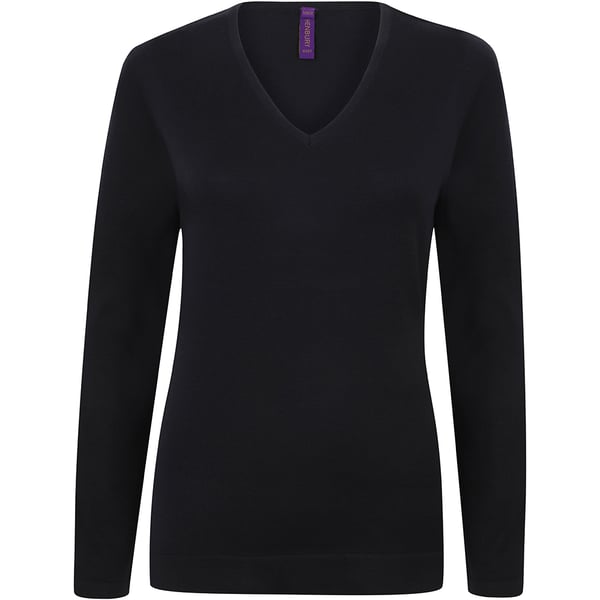 Henbury Womens/Ladies 12 Gauge Fine Knit V-Neck Jumper / Sweatshirt