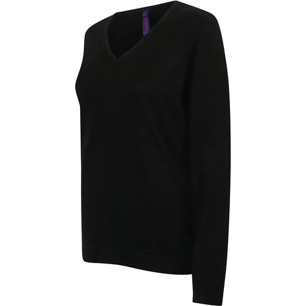 Henbury Womens/Ladies 12 Gauge Fine Knit V-Neck Jumper / Sweatshirt