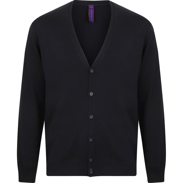 Henbury Mens V Neck Button Fine Knit Cardigan
